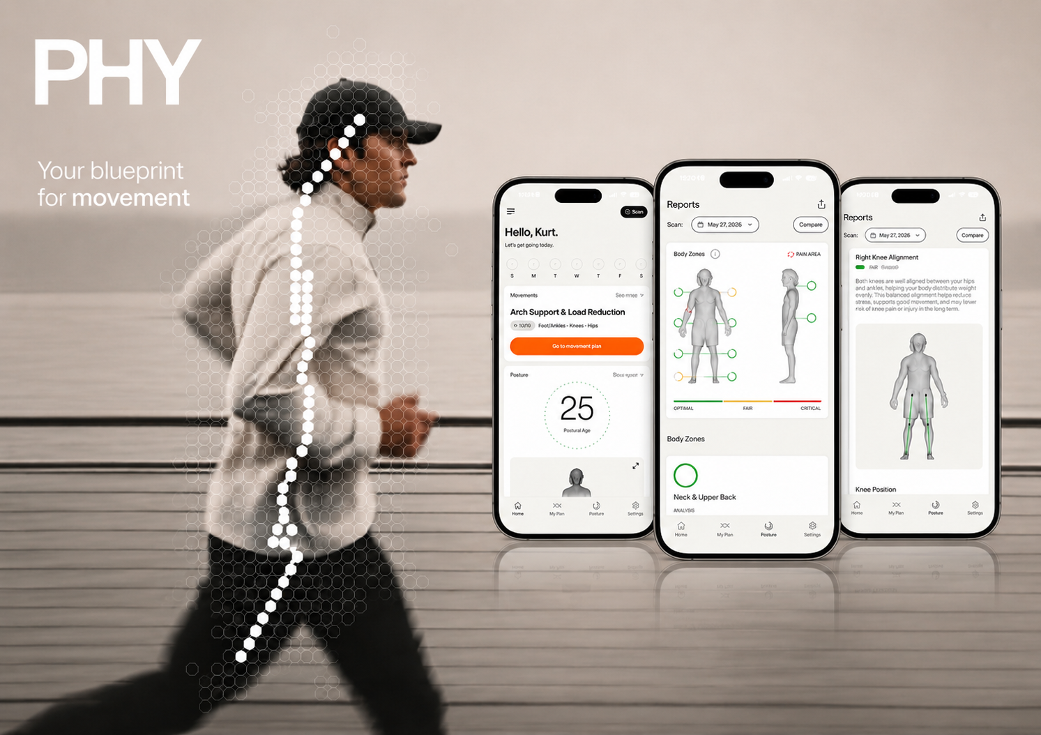 PHY blueprint for movement — runner with app scan overlays